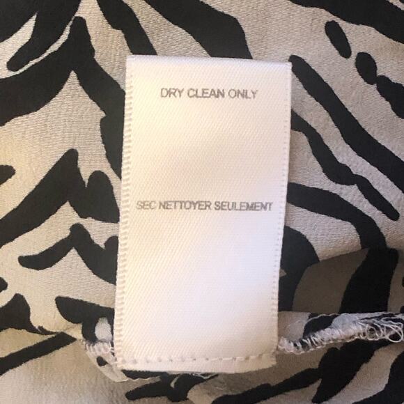 Rebecca Taylor Black and Cream Zebra Animal Print Silk Long Sleeve Blouse Size 2 - Picture 13 of 15